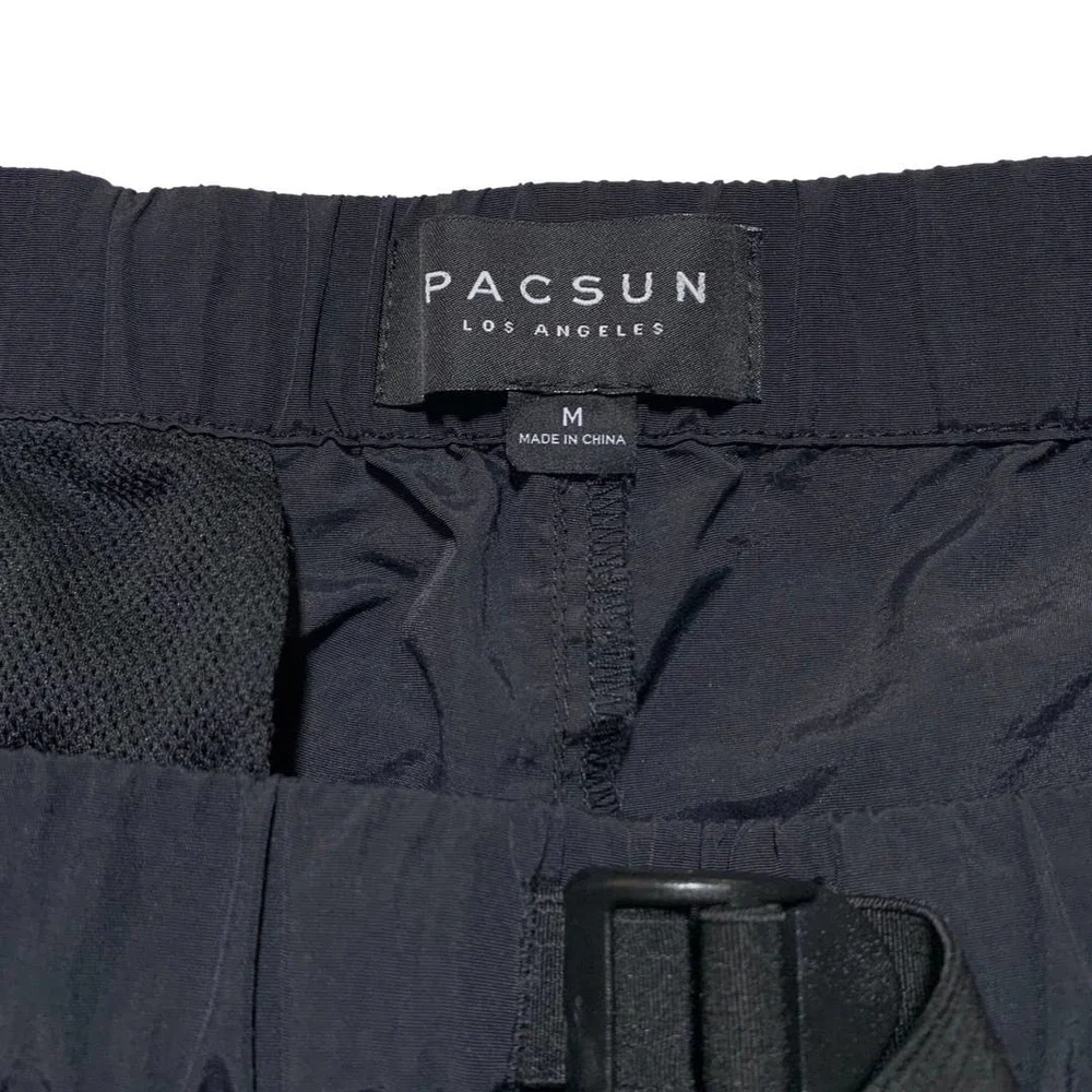 PacSun | Men | Black Neon Green Nylon Board Shorts | Size Medium